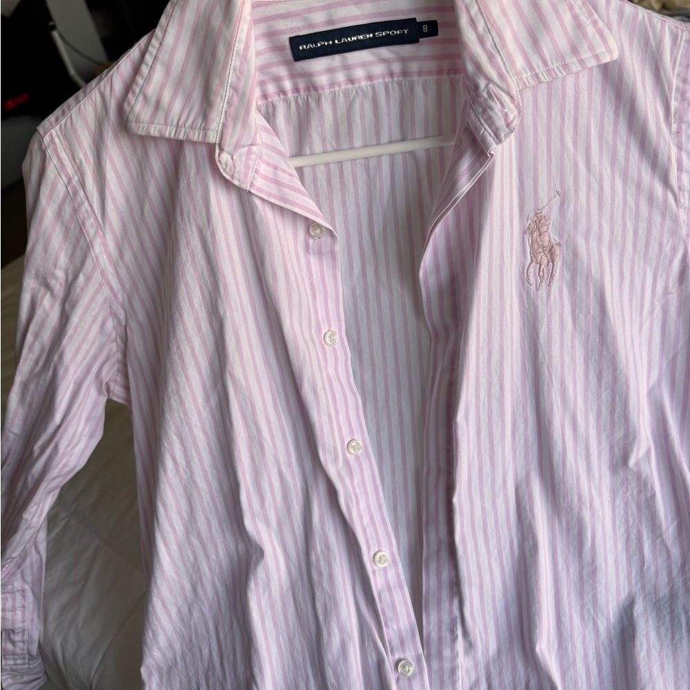 Polo by Ralph Lauren Women's Pink Striped Blouse. Too small for me